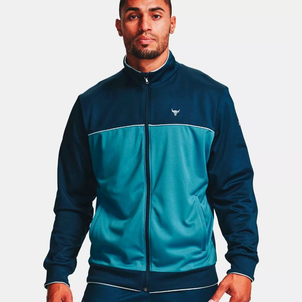 Under Armour Mens Project Rock Knit Track Jacket 1357199-408 Academy NWT